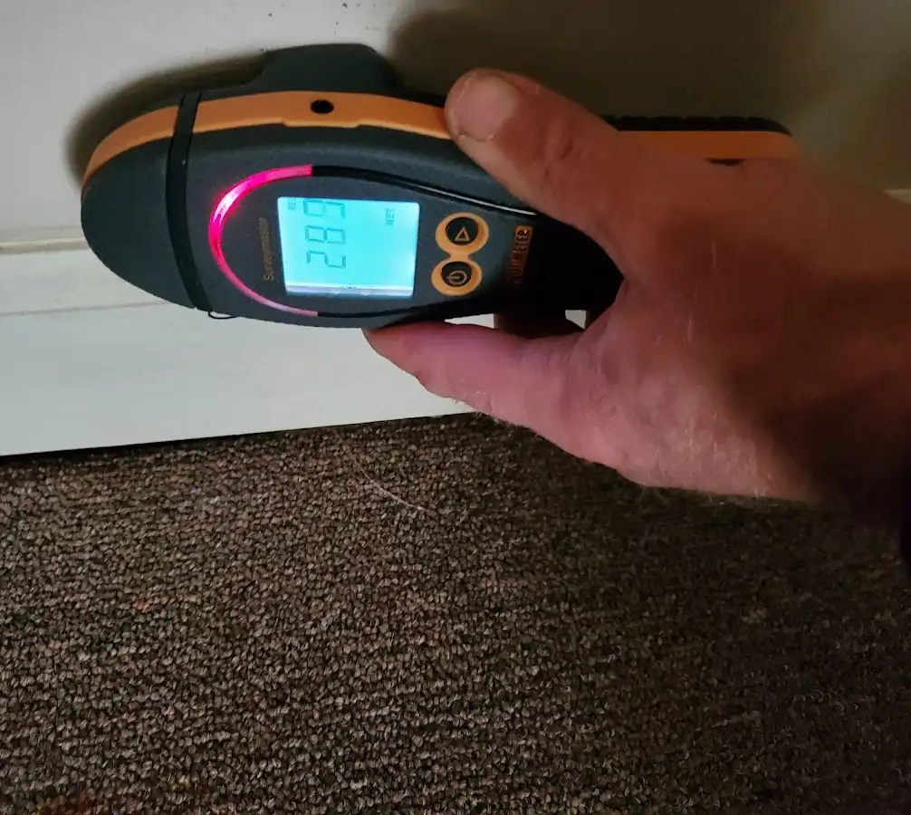 Moisture detection at baseboard during Sewage Cleanup & Sanitation in Norwalk